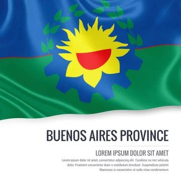 Flag of Argentinian state Buenos Aires Province waving on an isolated white.. Stock Illustration