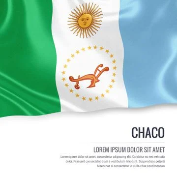 Flag of Argentinian state Chaco waving on an isolated white background. Sta.. Illustrazione stock