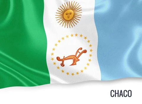 Flag of Argentinian state Chaco waving on an isolated white background. Stock Illustration