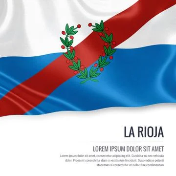 Flag of Argentinian state La Rioja waving on an isolated white background. .. Stock Illustration