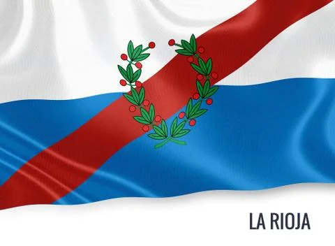 Flag of Argentinian state La Rioja waving on an isolated white background. Illustrazione stock