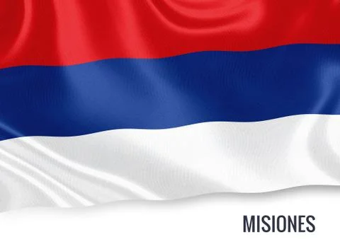 Flag of Argentinian state Misiones waving on an isolated white background. Stock Illustration