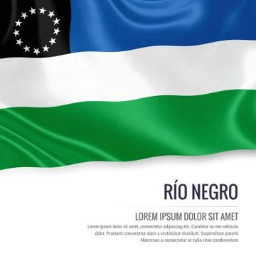 Flag of Argentinian state Rio Negro waving on an isolated white background. .. Stock Illustration