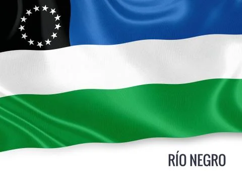 Flag of Argentinian state Rio Negro waving on an isolated white background. Stock Illustration