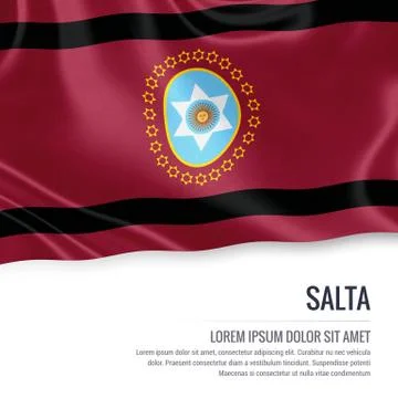 Flag of Argentinian state Salta waving on an isolated white background. Sta.. Illustrazione stock