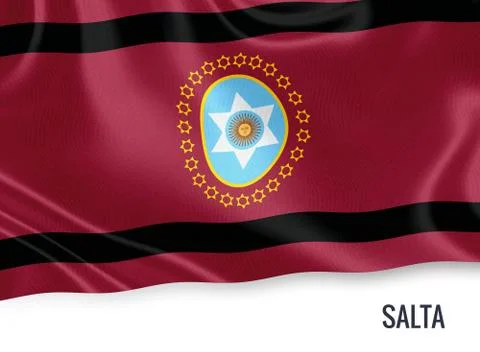 Flag of Argentinian state Salta waving on an isolated white background. Stock Illustration