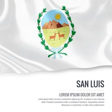 Flag of Argentinian state San Luis waving on an isolated white background. .. Stock Illustration