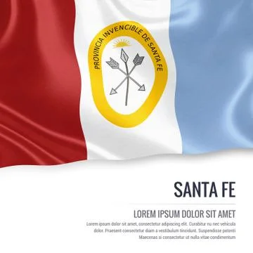 Flag of Argentinian state Santa Fe waving on an isolated white background. .. Stock Illustration