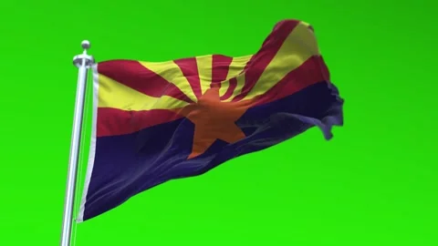 Flag of Arizona US State waving flag animation on a green screen Stock Footage 296869059