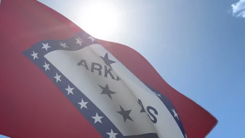 Flag of Arkansas Waving in the Wind Stock Footage 90717860