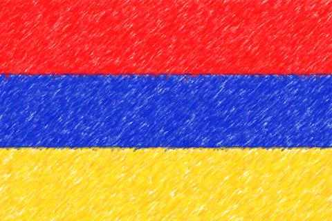 Flag of Armenia background o texture, color pencil effect. Stock Illustration