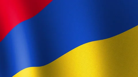 The flag of Armenia flutters in the wind. Seamless Animation 3d 库存影片 200820543
