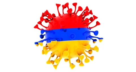 Flag of Armenia on Seamless looping 3D animation of the covid-19 Corona Virus Stock Footage 166464193
