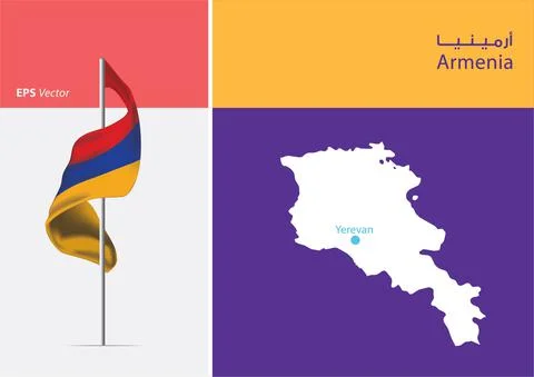 Flag of Armenia on white background with Map Stock-Illustration