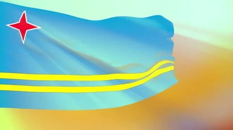 Flag of Aruba Stock Footage 1053455