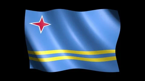 Flag of Aruba isolated on alpha channel, seamless looping Stock Footage 73258262