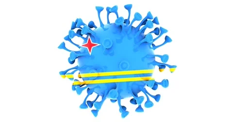 Flag of Aruba on Seamless looping 3D animation of the covid-19 Corona Virus Stock Footage 166464200