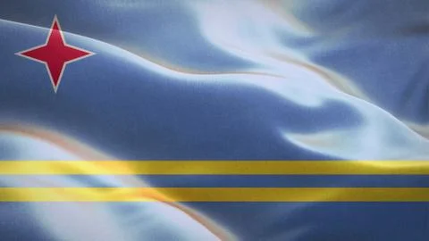 Flag of Aruba waving in the wind. 3D Waving flag design. Stock Illustration