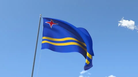 The flag of Aruba Waving on the Wind. Stock Footage 40433560
