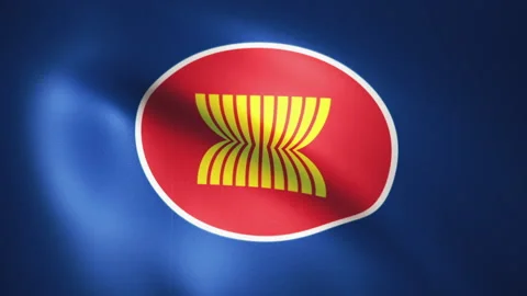 Flag of ASEAN Flapping in the Wind (LOOP) Video stock 153503256