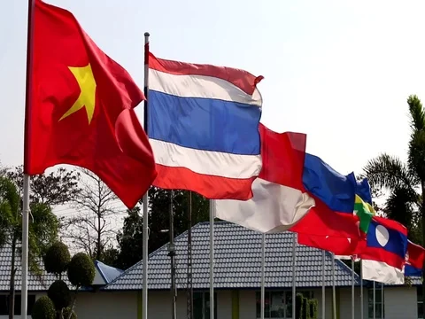 Flag ASEAN Stock Footage 79597879