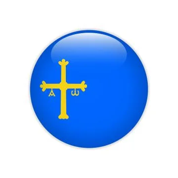 Flag Asturias button Illustrazione stock