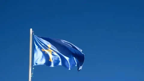 Flag of Asturias fluttering in the wind 스톡 동영상 208967061