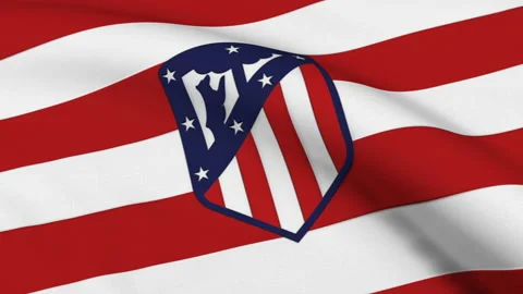 Flag with Atletiko Madrid Logo Loop Video stock 220030997