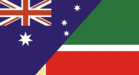 Flag of Australia and Chechnya. Two Flag Together. Diplomatic relations Stock Illustration