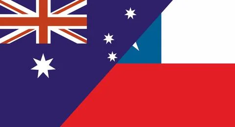 Flag of Australia and Chile. Two Flag Together. Diplomatic relations Stock Illustration