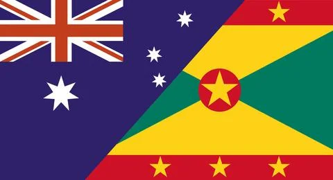 Flag of Australia and Grenada. Two Flags Together Australian and Grenada Stock Illustration