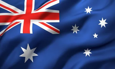 Flag of Australia blowing in the wind Stock Illustration