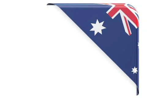 Flag of Australia. Corner, button, label. 3D rendering Stock Illustration
