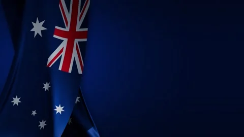 Flag of Australia curtain banner subtle wave seamless loop high res 4K blue back Stock Footage 321835963