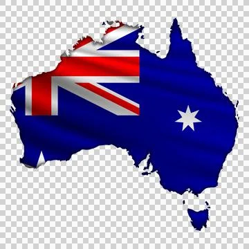 Flag Australia in the form of a map Illustrazione stock
