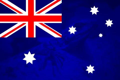 Flag of Australia in minimalistic design composition with lizard Stock Illustration