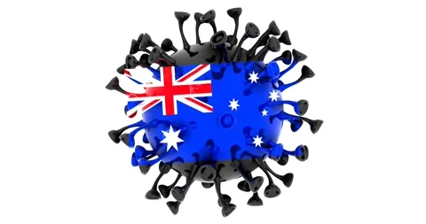 Flag of Australia on Seamless looping 3D animation of the covid-19 Corona Virus Stock Footage 166464225