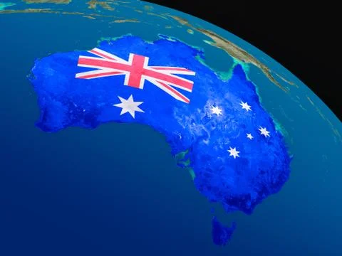 Flag of Australia from space Stock Illustration