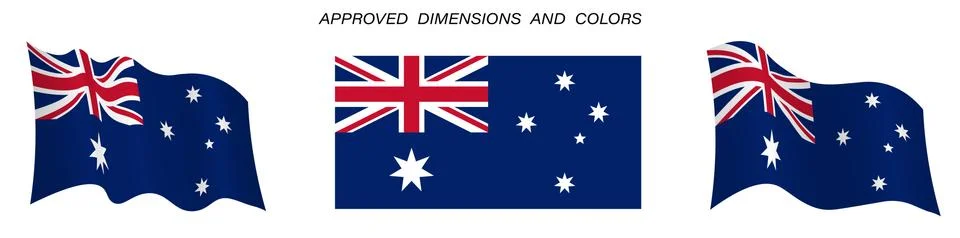 Flag of Australia in static position and in motion, developing in the wind Illustrazione stock