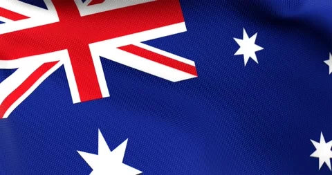 Flag of Australia Waving 3D Animation Close up, 4K UHD 60 FPS Stock Footage 160423238