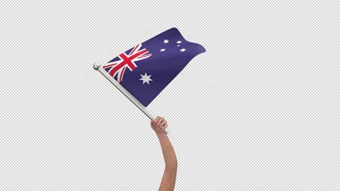 Flag of Australia waving in hand - 3d render looped with alpha channel. Stock Footage 242570689