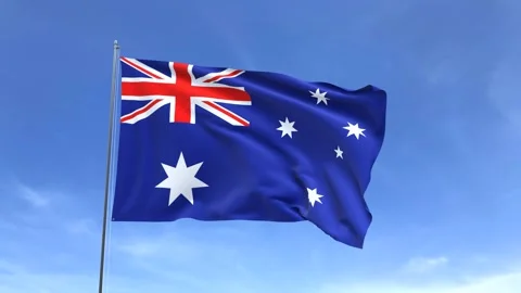 Flag of Australia waving in the sky Stock Footage 167813178