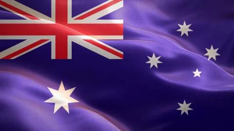 Flag of Australia waving in the wind. 3D Waving flag design. Stock Illustration