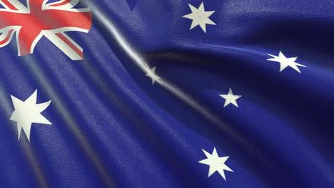 Flag of Australia waving in the wind 3d-rendering Stockillustratie
