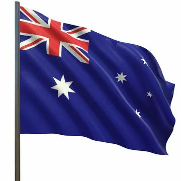 Flag of Australia waving in the wind on a white background 3d-rendering Иллюстрация