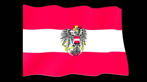 Flag of Austria (2).   Waving flag (PNG) computer animatie. Stock Footage 58753673