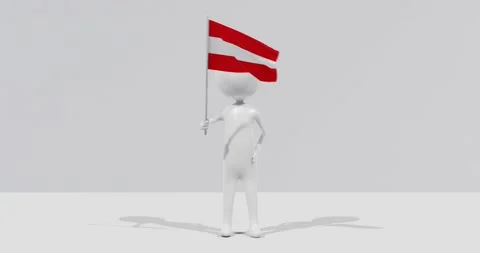 Flag of Austria. 3D Character holding and waving Portuguese flag 4K UHD 60FPS Video stock 222555747