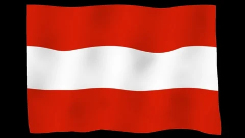 Flag of Austria, 60 fps, slow motion, lopped, alpha channel Stock Footage 99954268