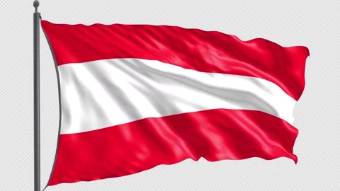 Flag of  Austria with alpha channel. 3D rendering. Stock Footage 159082589