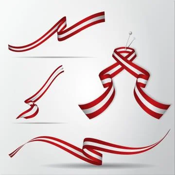 Flag of Austria. Austrian ribbons set. Vector illustration. Stock Illustration